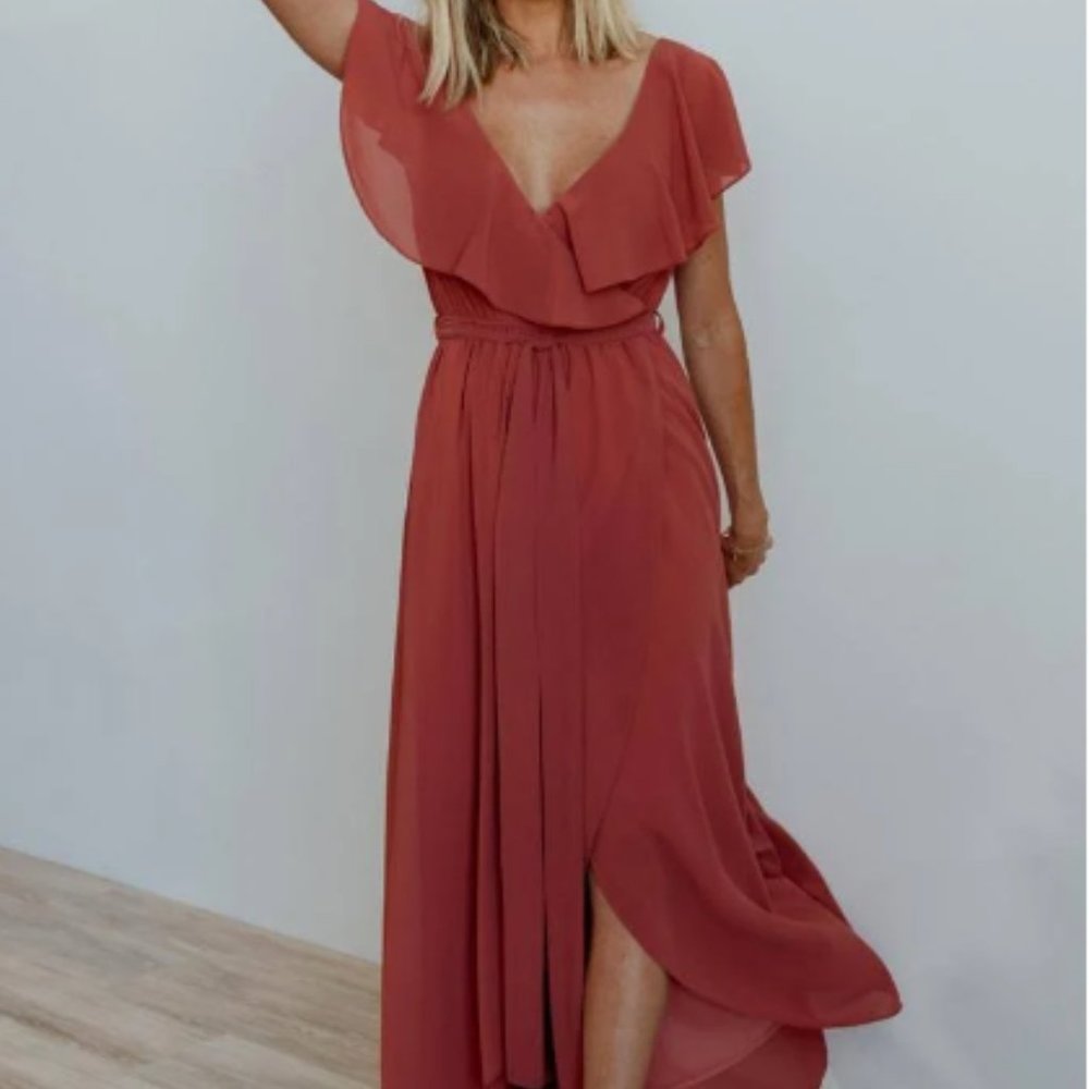 BALTIC BORN RUFFLE MAXI DRESS IN ROSEWOOD-SMALL